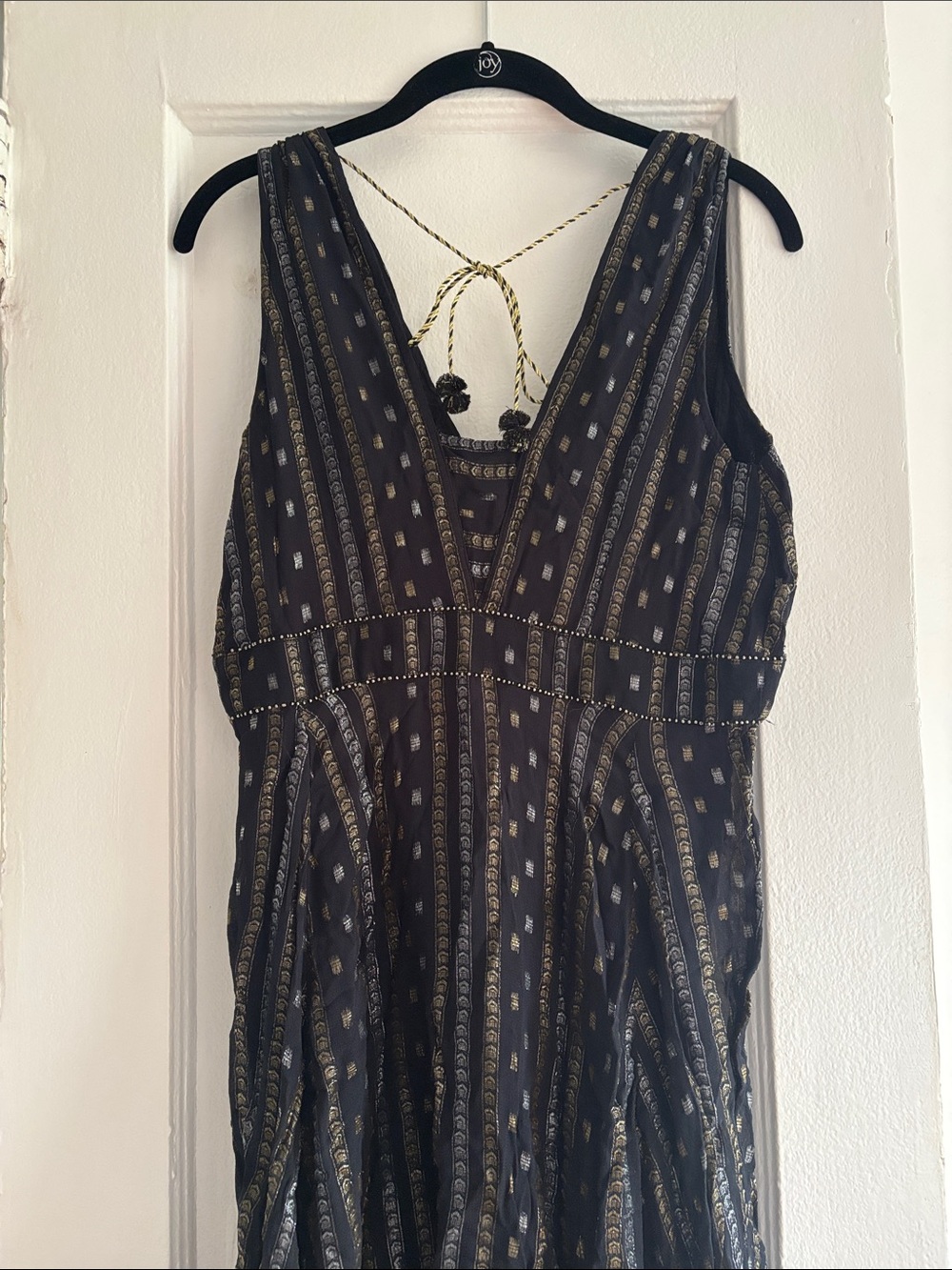 Anthropologie Black Dress with Gold Stripe Maxi US size 8 - Picture 5 of 6
